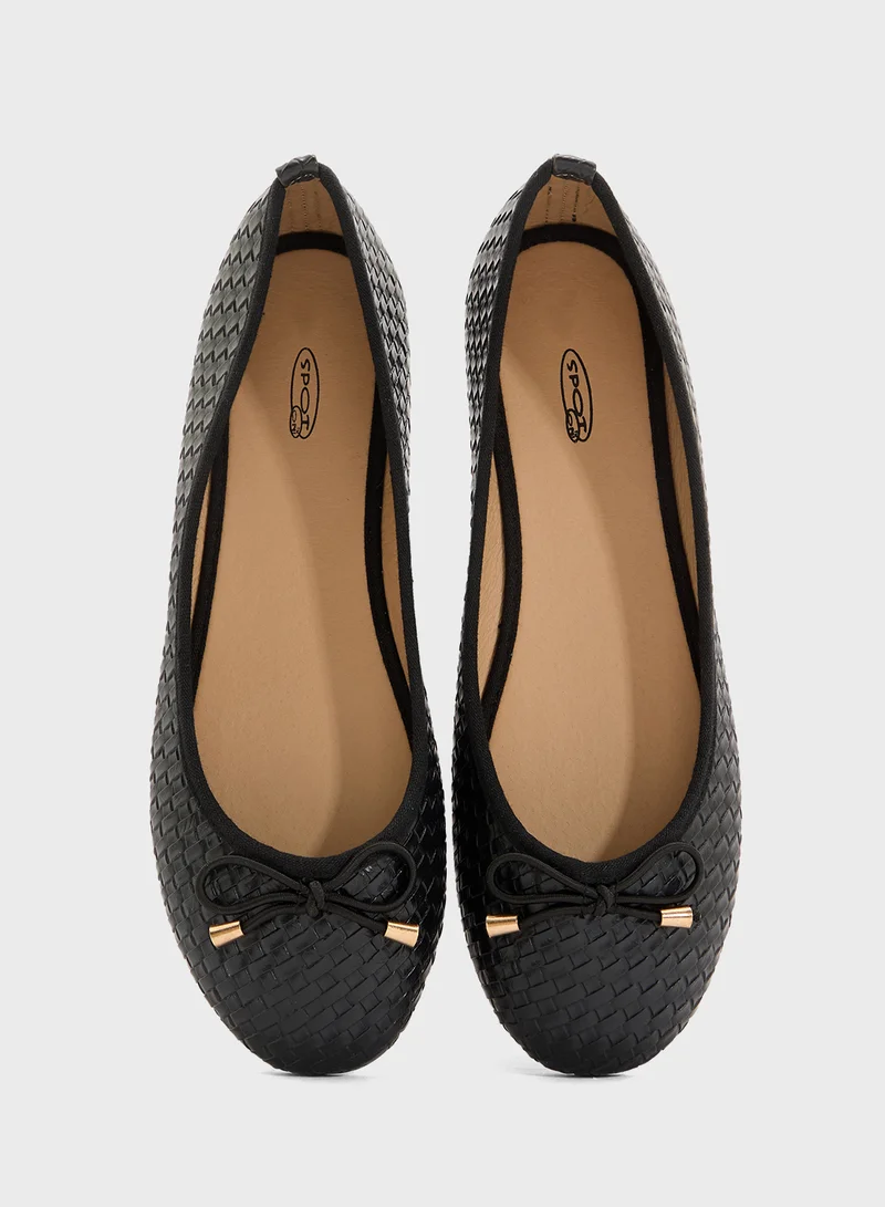 Spot-On Woven Detail Ballerina