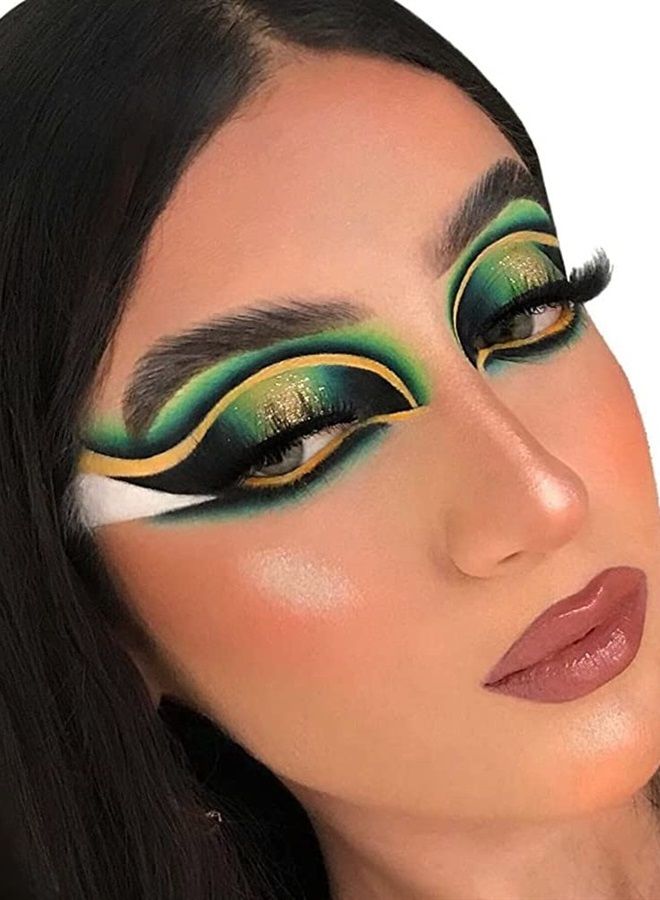 Go Ho مجموعة أقلام ظلال العيون الخضراء 4 ألوان، مجموعة أقلام كحل معدني، قلم ظلال عيون غير لامع ولامع، مكياج عيون احترافي يدوم طويلاً، كحل ملون للنساء - Image 2