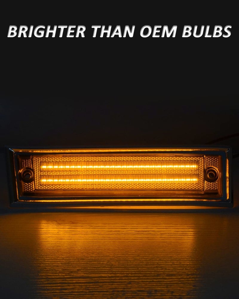 بست فيو أضواء Bestview LED الجانبية متوافقة مع شيفروليه C10 C20 C30 GMC C1500 C2500 Suburban Blazer Jimmy موديل 1981-1991، جانب السائق والراكب، عدسة كهرمانية - Image 2