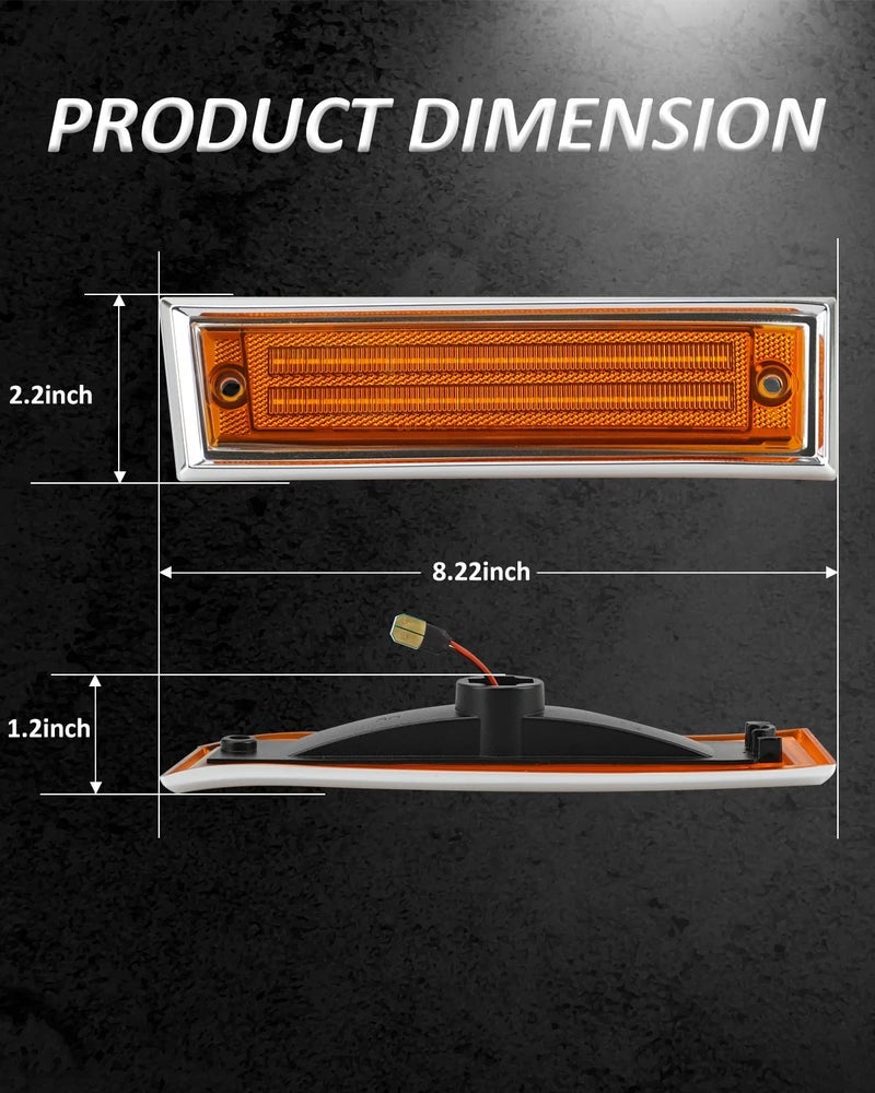 بست فيو أضواء Bestview LED الجانبية متوافقة مع شيفروليه C10 C20 C30 GMC C1500 C2500 Suburban Blazer Jimmy موديل 1981-1991، جانب السائق والراكب، عدسة كهرمانية - Image 3