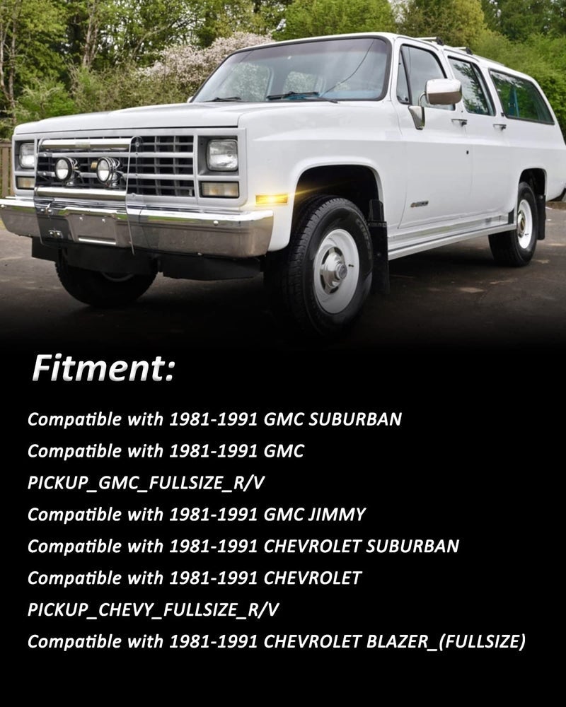 بست فيو أضواء Bestview LED الجانبية متوافقة مع شيفروليه C10 C20 C30 GMC C1500 C2500 Suburban Blazer Jimmy موديل 1981-1991، جانب السائق والراكب، عدسة كهرمانية - Image 1
