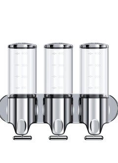 Excefore 3 in 1 Chamber Wall Mounted Bathroom Shower Pump Dispenser and Organizer-Holds Shampoo, Soap, Conditioner, Gel, for Kitchen Hotel (Colorless)  - Image 1