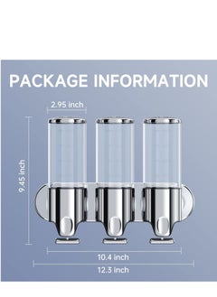 Excefore 3 in 1 Chamber Wall Mounted Bathroom Shower Pump Dispenser and Organizer-Holds Shampoo, Soap, Conditioner, Gel, for Kitchen Hotel (Colorless)  - Image 2