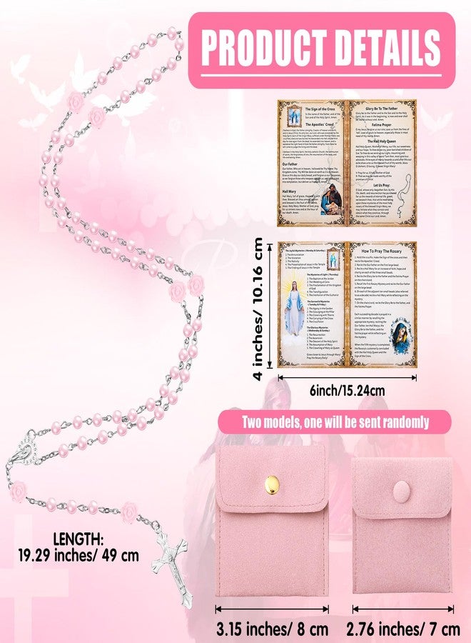 Quelay Rosary for Women Catholic Gifts Our Lady of Rosary Beads Pray Card Necklace Confirmation Gifts, alloy, imitation pearl, No Gemstone - Image 2