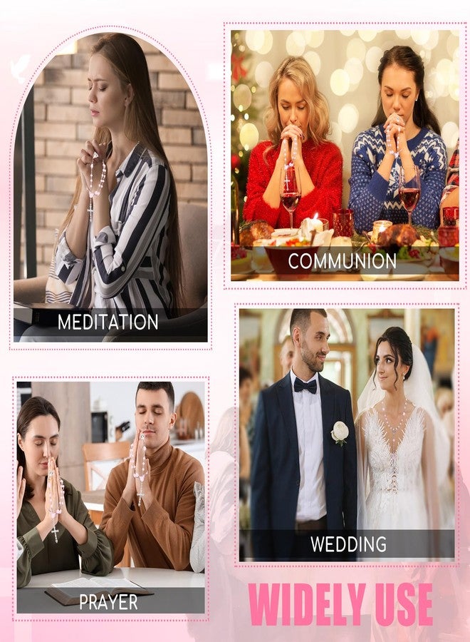 Quelay Rosary for Women Catholic Gifts Our Lady of Rosary Beads Pray Card Necklace Confirmation Gifts, alloy, imitation pearl, No Gemstone - Image 5