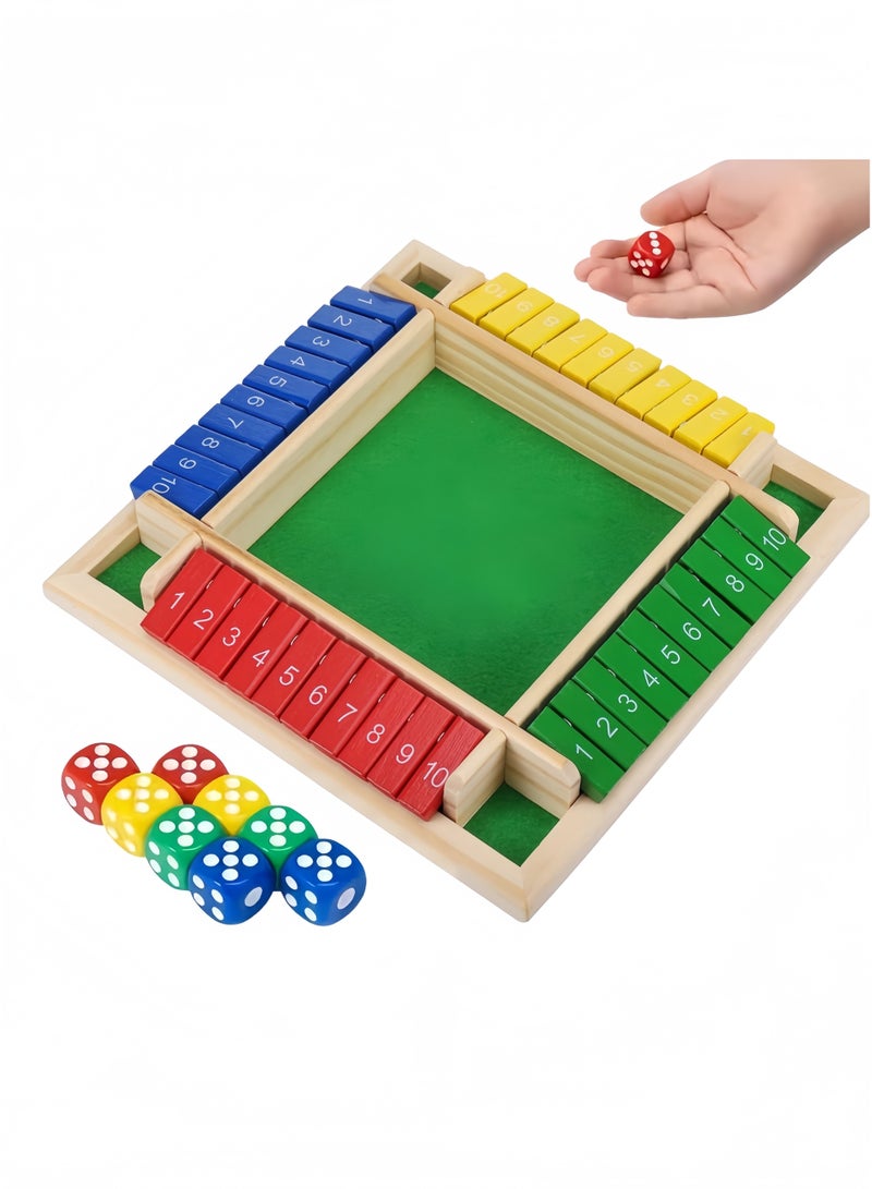 GGEROU Shut The Box Dice Game 2-4 Players 8 Dice Classic Table Games Family Wooden Board Maths Games for Classroom Home Party or Pub - Image 1
