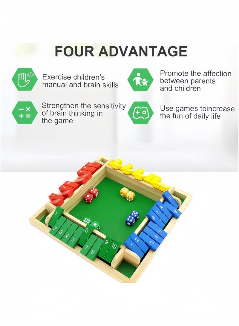 GGEROU Shut The Box Dice Game 2-4 Players 8 Dice Classic Table Games Family Wooden Board Maths Games for Classroom Home Party or Pub - Image 3