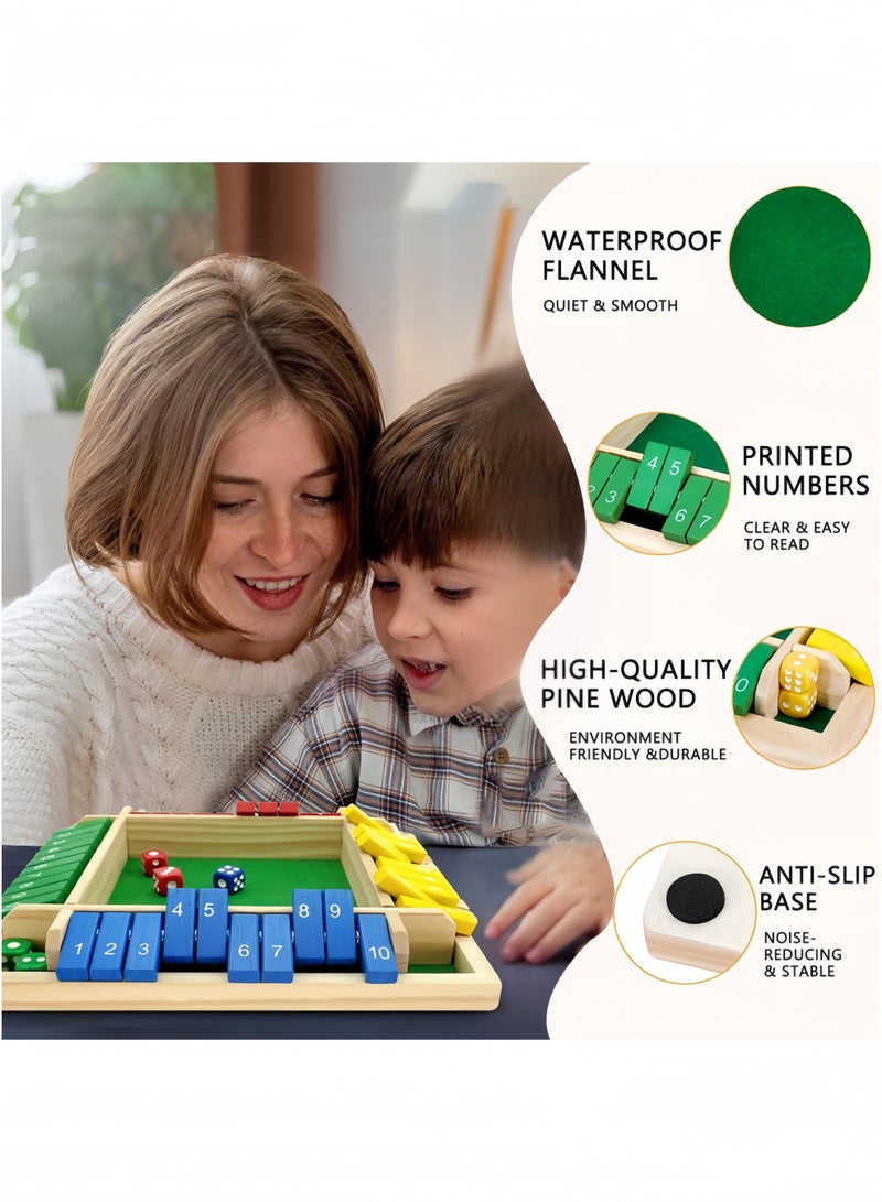 GGEROU Shut The Box Dice Game 2-4 Players 8 Dice Classic Table Games Family Wooden Board Maths Games for Classroom Home Party or Pub - Image 4