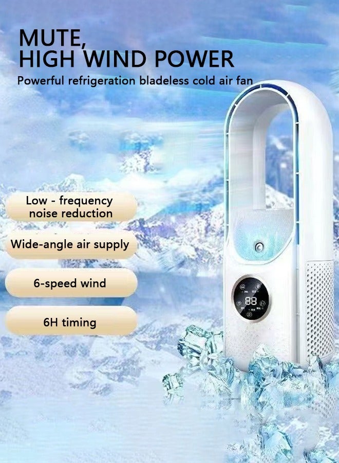 مروحة برجية مزودة بمؤقت رقمى 6 ساعات، مع وظيفة ترطيب، تحكم عن بُعد، 3 اوضاع تبريد، مؤشر قوية وموفرة للطاقة، مناسبة للمنزل ، LED ضوئي والمكتب - باللون الأبيض - Image 1