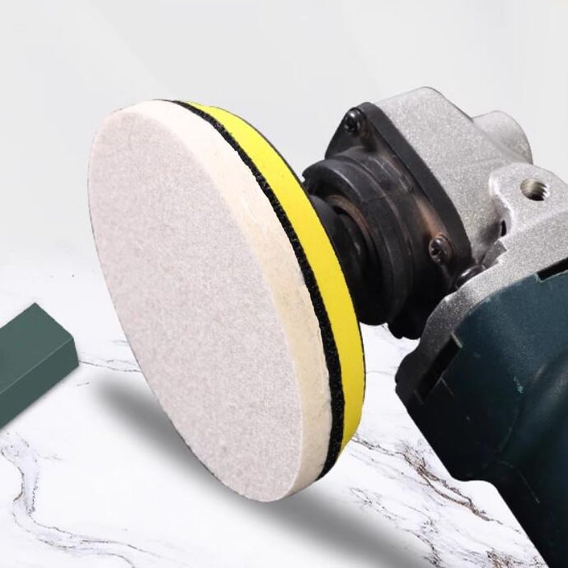 JUNLIXN 6" Wool Flet Polishing Pads, 5pcs Wool Felt Buffing Polishing Pads Flocking Hook & Loop Back for Random Orbital Sander Shock rubber edge - Image 5