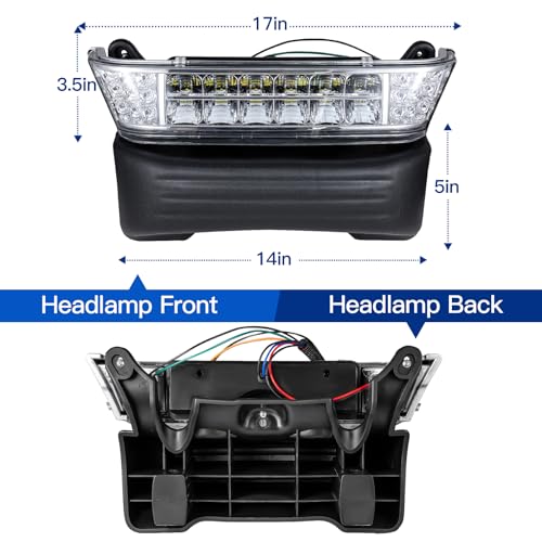 WEKANI Upgrade Golf Cart Headlight Kit with Bumper for Club Car Precedent 2004-UP, Golf Cart Front LED Light Kit Replacement 12V for Club Car Precedent - Image 5