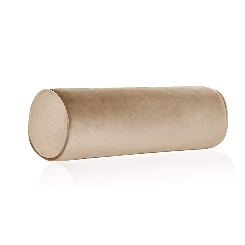 Tinbolunce Memory Foam Roll Pillow for Knee/Leg/Neck - Full Moon Bolster/Round Cylinder Pillow for Sleeping on Side or Back - Removable Cooling Cover Length 18" x 6" Diameter (Saddle Brown) - Image 1
