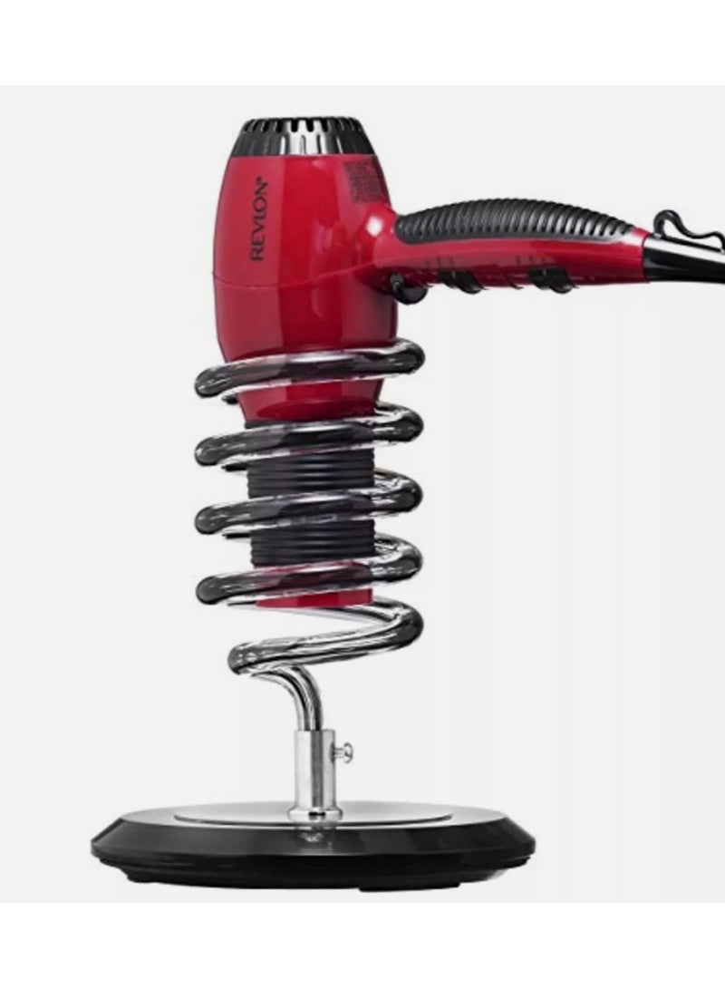 لا بيرلا  تك حامل مجفف شعر للطاولة مصنوع من الاكريليك بتصميم زنبركي حلزوني لتنظيم المكتب وصالونات التجميل والحلاقة، لون اسود - Image 2