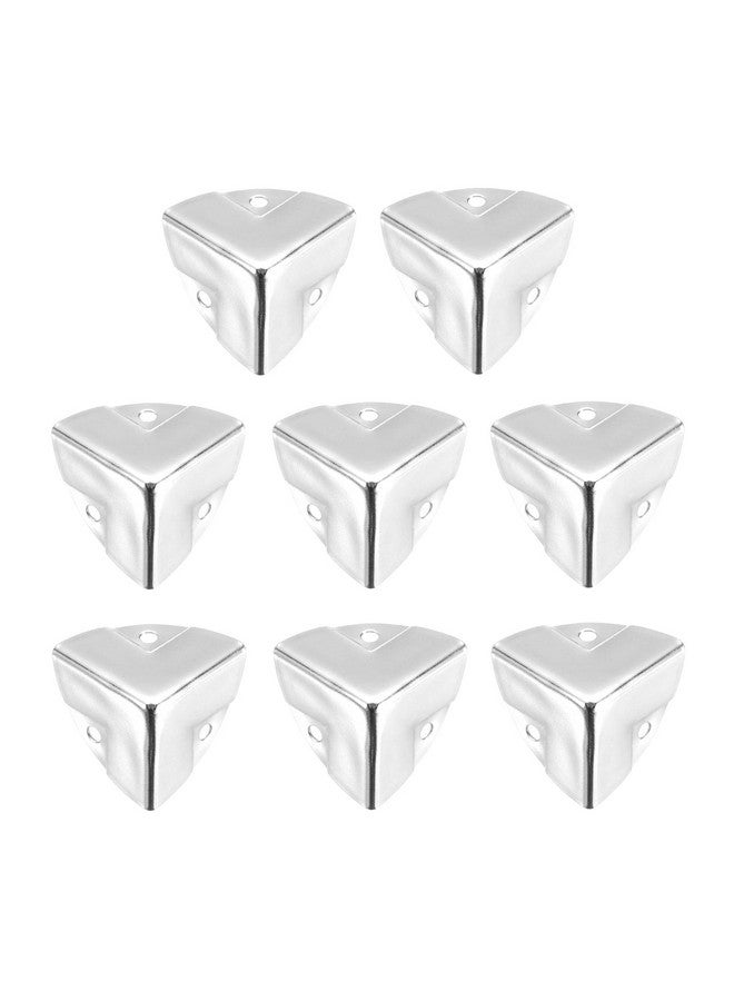 uxcell 8PCS Metal Corner Protector 0.9 x 0.9 x 0.9 Inch Box Edge Guard Protector Zinc Alloy Cabinets Speaker Corners Protector for Furniture Decorative (Imprint Edge, Silver) - Image 1