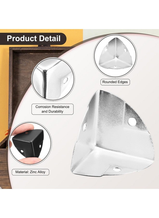uxcell 8PCS Metal Corner Protector 0.9 x 0.9 x 0.9 Inch Box Edge Guard Protector Zinc Alloy Cabinets Speaker Corners Protector for Furniture Decorative (Imprint Edge, Silver) - Image 3