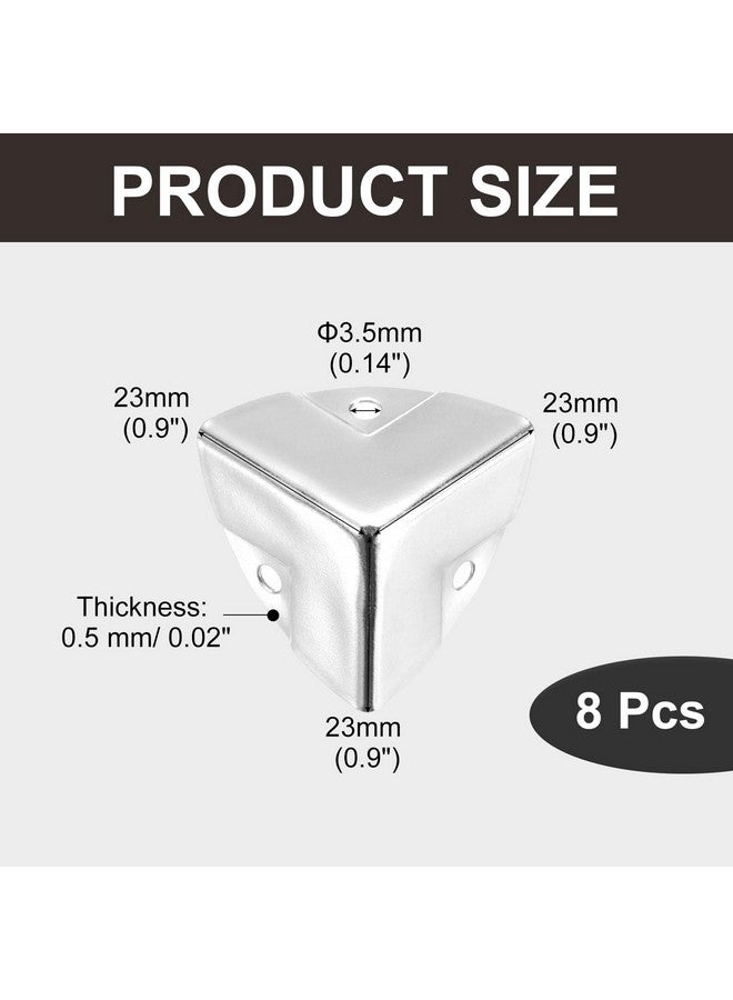 uxcell 8PCS Metal Corner Protector 0.9 x 0.9 x 0.9 Inch Box Edge Guard Protector Zinc Alloy Cabinets Speaker Corners Protector for Furniture Decorative (Imprint Edge, Silver) - Image 2