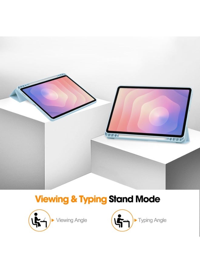 MIGOFAST Samsung Galaxy Tab S11 11-inch (2025) SM-X730/X736B Tablet Case with Auto Wake/Sleep, Tri-fold Leather Soft TPU Honeycomb Texture Back Cover with Pen Holder Blue - Image 5