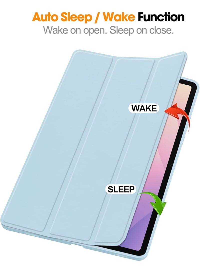 MIGOFAST Samsung Galaxy Tab S11 11-inch (2025) SM-X730/X736B Tablet Case with Auto Wake/Sleep, Tri-fold Leather Soft TPU Honeycomb Texture Back Cover with Pen Holder Blue - Image 2