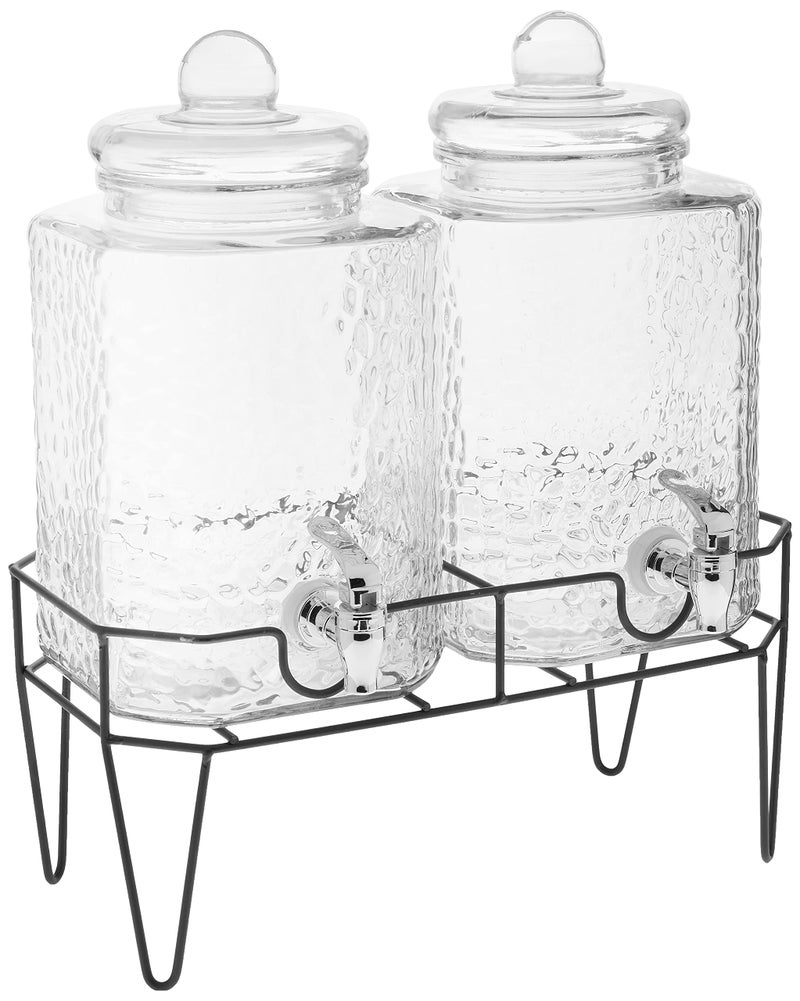 Style Setter Glass Beverage Dispenser with Stand Set of 2 15 Gallon Glass Drink Dispenser with Stand Spigot Party Drink Dispenser for Lemonade Punch Water Juice Dispensers for Parties