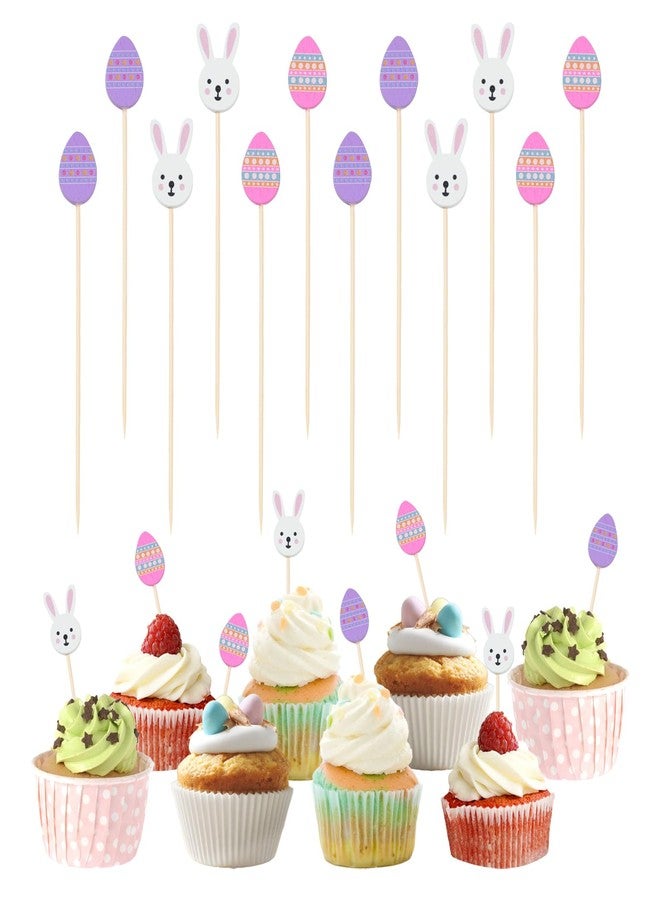 Jocomoni 150Pcs Easter Cocktail Picks, Easter Bunny Egg Bamboo Toothpicks Cocktail Sticks for Appetizers Fruit Food Drink Cake Easter Birthday Party Decoration, 4.7Inch - Image 2