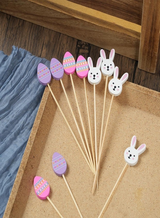 Jocomoni 150Pcs Easter Cocktail Picks, Easter Bunny Egg Bamboo Toothpicks Cocktail Sticks for Appetizers Fruit Food Drink Cake Easter Birthday Party Decoration, 4.7Inch - Image 5
