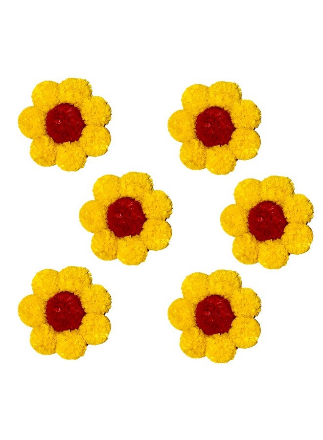 إس 2 إس ديكورات زهور S2S في المنزل | مجموعة من 6 قطع من الخلفيات البسيطة والسهلة (أحمر وأصفر) - Image 1
