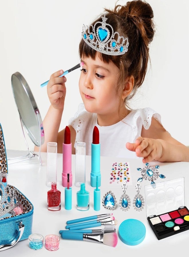 Slipps Kids Makeup Kit, Real Washable Kids Make Up Set Toy Pretend Play, 21 Pcs Non-Toxic Kit with Cosmetic Kit Bag for Girls Birthday Ages 3 4 5 6 7 8+ (Blue Suitcase) - Image 2