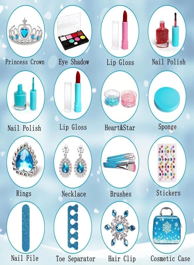 Slipps Kids Makeup Kit, Real Washable Kids Make Up Set Toy Pretend Play, 21 Pcs Non-Toxic Kit with Cosmetic Kit Bag for Girls Birthday Ages 3 4 5 6 7 8+ (Blue Suitcase) - Image 5