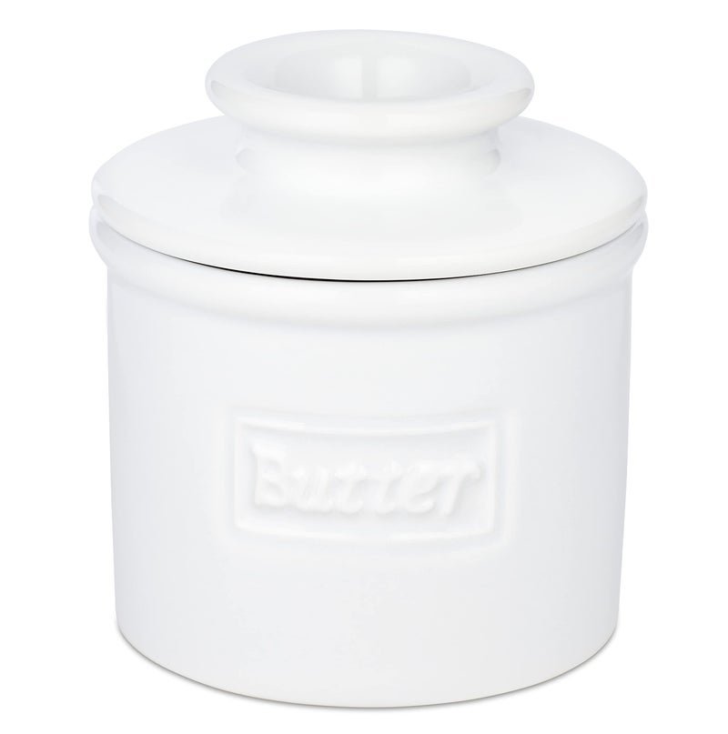 Butter Bell - The Original Butter Bell crock by L Tremain, a Countertop French Ceramic Butter Dish Keeper for Spreadable Butter, Café Matte & Retro Collection (BBCCWHT) - Image 1
