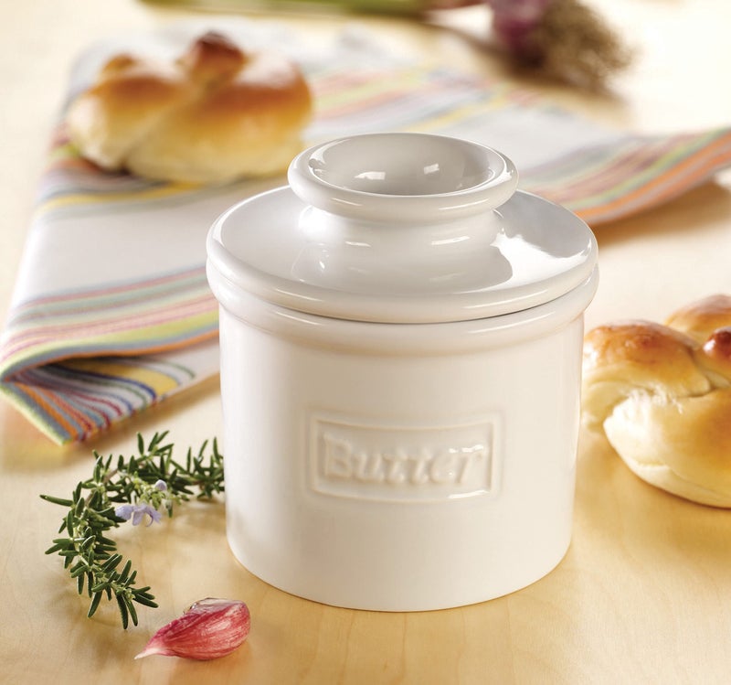 Butter Bell - The Original Butter Bell crock by L Tremain, a Countertop French Ceramic Butter Dish Keeper for Spreadable Butter, Café Matte & Retro Collection (BBCCWHT) - Image 2