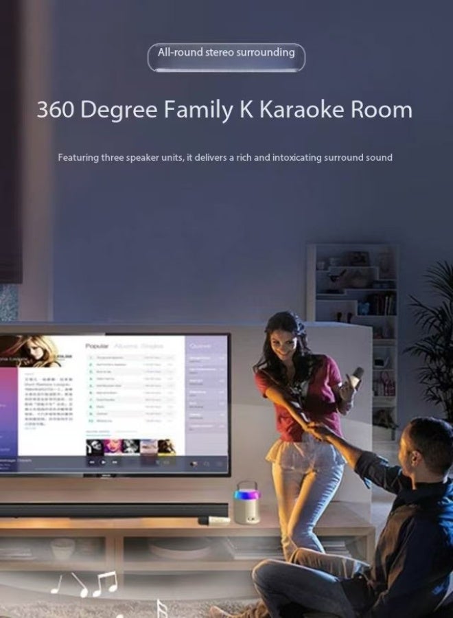 Bluetooth Speaker Set with Microphone 5.3 USB Charging Wireless Speaker with Bluetooth Surround Sound Portable Speaker for Smart TV Microphone with Singing Speaker White, 1200mah Large Capacity Lithium Battery  - Image 4