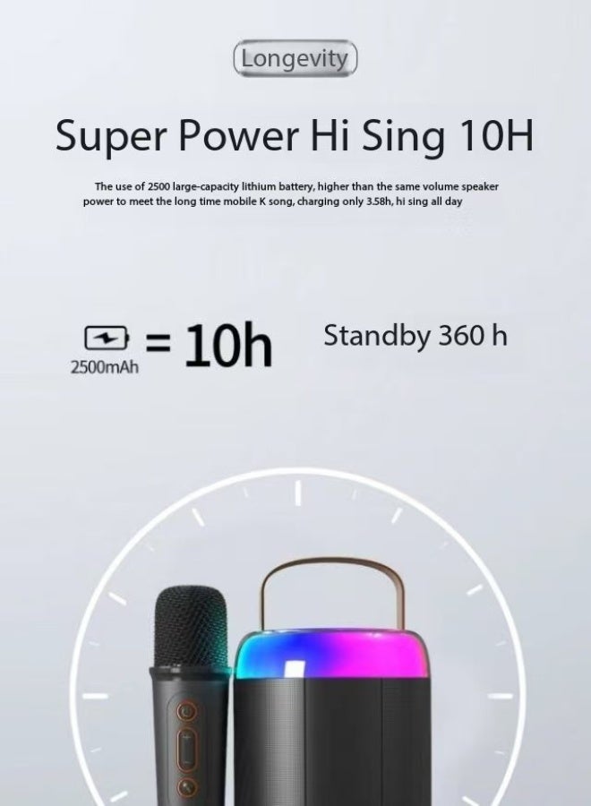 Bluetooth Speaker Set with Microphone 5.3 USB Charging Wireless Speaker with Bluetooth Surround Sound Portable Speaker for Smart TV Microphone with Singing Speaker White, 1200mah Large Capacity Lithium Battery  - Image 5