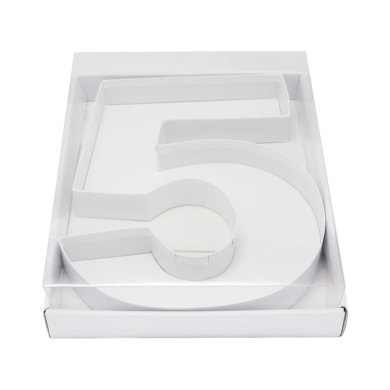 WENPACK WENPACK 125 Cardboard Number Shaped Mache Decorative Charcuterie Board Fillable Sweets Candy Box with Clear Lid White 5 