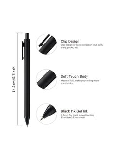 Kaco Gel Pens, 0.5 Mm Fine Point, Black Ink 10 Count, Quick Dry Smooth Writing, Aesthetic Office Supplies Refillable Retractable  - Image 3