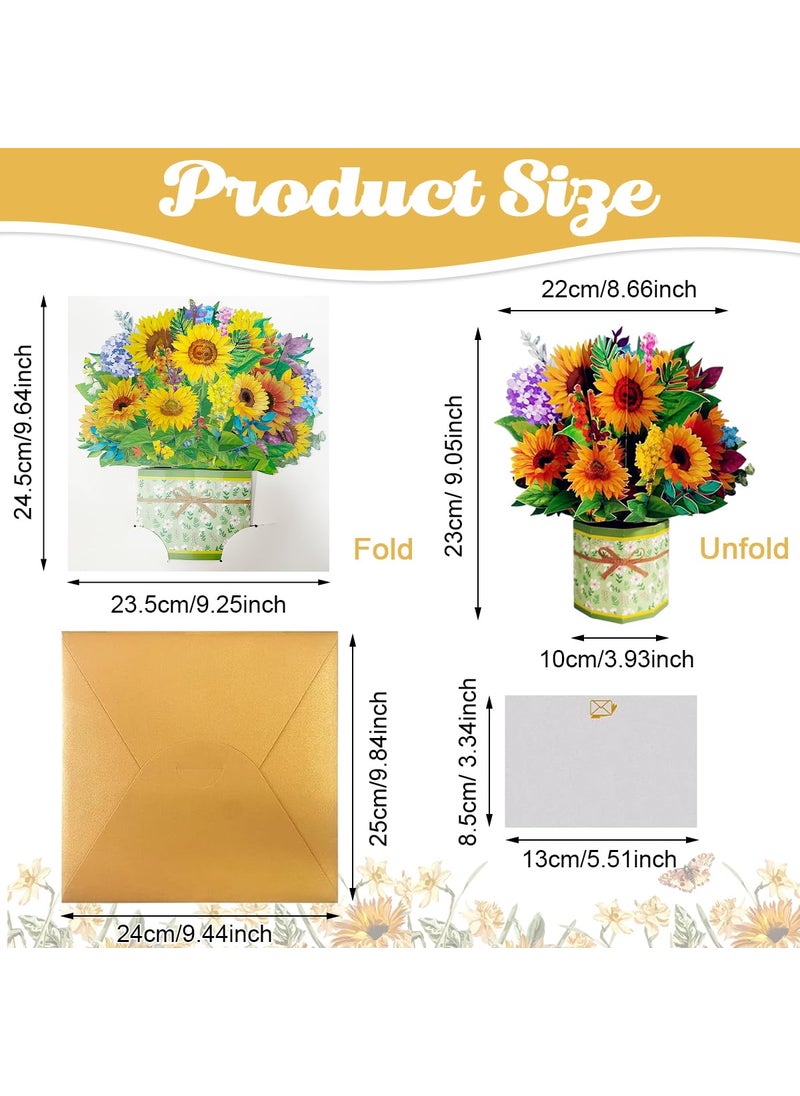 Climberty Climberty® Greeting Card Pop Up Cards, Thank You Cards, Sunflower Cards, 8.6 inch aper Flower Bouquet Cards, Birthday Cards with Envelopes for Men, Best Friends, Boyfriends, Husband, Wives, Boys  - Image 2