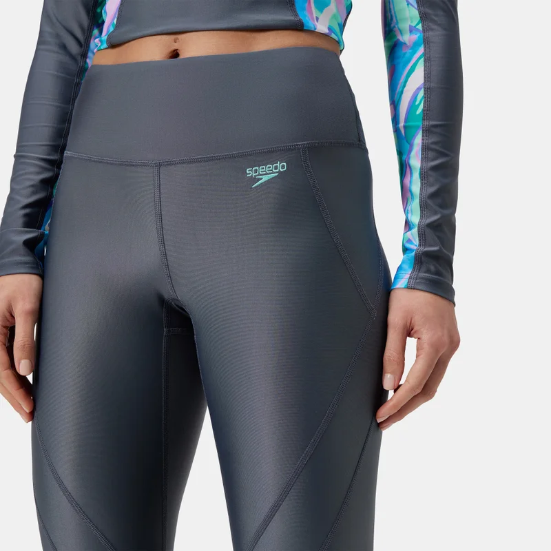 speedo Blue Women's Solid Panel 3/4 Swimming Leggings for Women | Best Price UAE