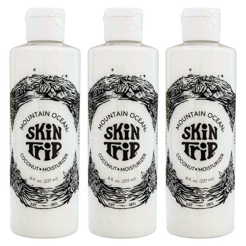 Mountain Ocean Skin Trip Coconut Body Lotion, 8 Oz (Pack of 3), Lightweight, Fast Asborbing Moisturizer for Women and Men, with Coconut Oil, Aloe Vera, & Lanolin - Image 1