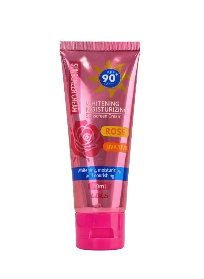 ليبليس روز كريم واقي من الشمس SPF 90 عالي الحماية للأشعة فوق البنفسجية بالإضافة إلى 60 مل واقي من الشمس للبشرة الحساسة منعش واقي الشمس للعناية بالبشرة ، تفتيح تبييض عزل الجمال العناية بالبشرة غسول واقي من الشمس للوجه - Image 1