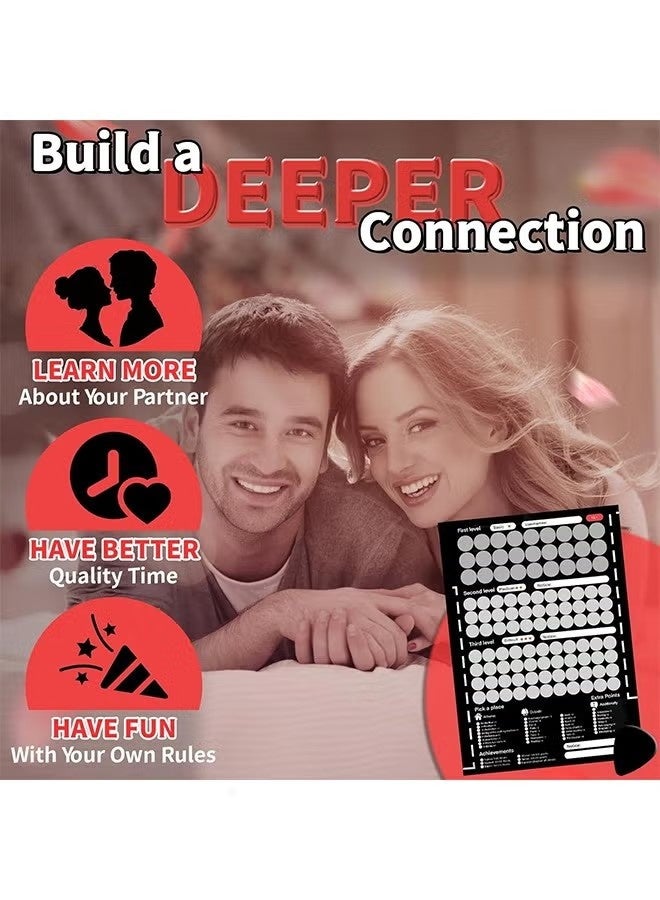 GMORO Scratch Off Poster for Couples with 104 Date Night Tasks, Romantic Game with Conversation Starters, Challenges and Fun Ideas, Couples Activity Gift for Relationship Bonding - Image 3