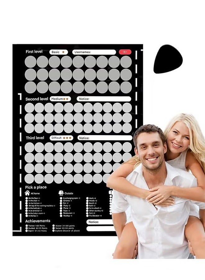 GMORO Scratch Off Poster for Couples with 104 Date Night Tasks, Romantic Game with Conversation Starters, Challenges and Fun Ideas, Couples Activity Gift for Relationship Bonding - Image 1