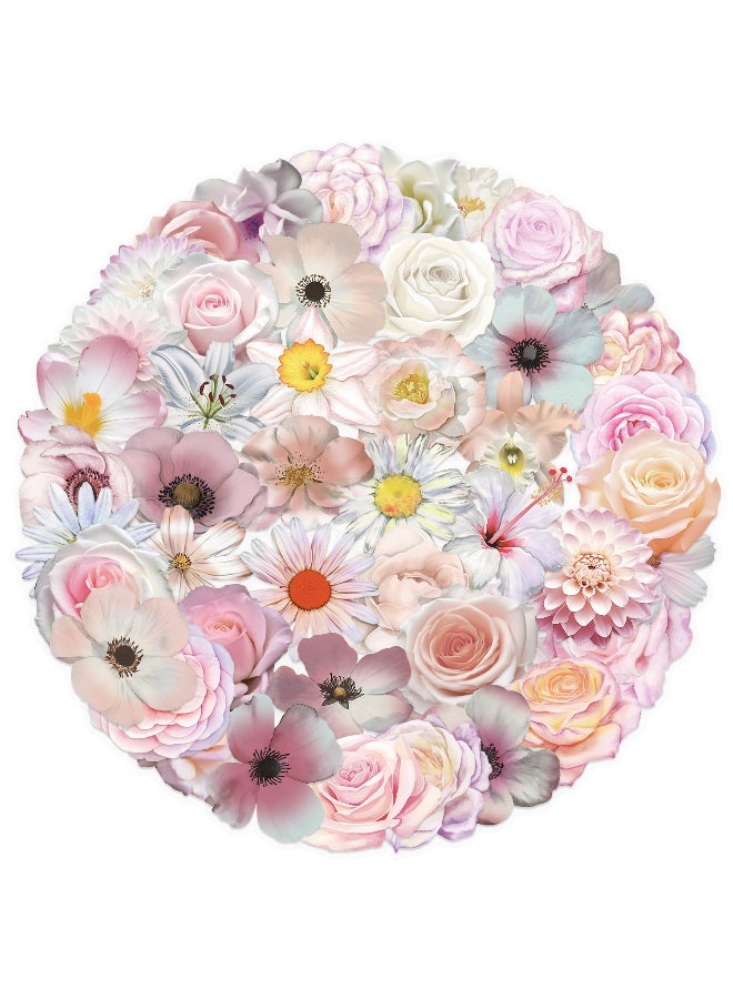 50PCS Flower Stickers PET Transparent Stickers Nature Pink Flower Decals Waterproof Decorative Decal for Scrapbook DIY Crafts Album Bullet Journal Water Bottles Phone Cases Laptops - Image 1