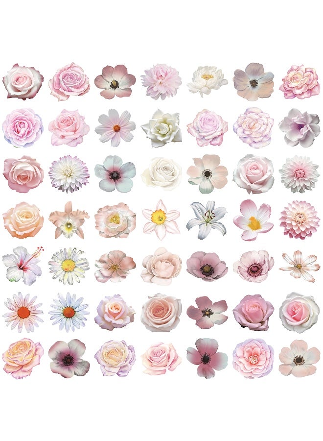50PCS Flower Stickers PET Transparent Stickers Nature Pink Flower Decals Waterproof Decorative Decal for Scrapbook DIY Crafts Album Bullet Journal Water Bottles Phone Cases Laptops - Image 2