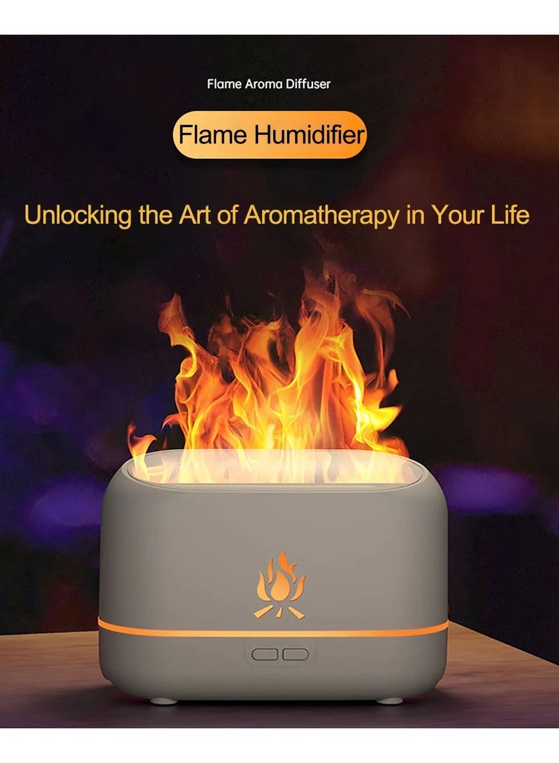 TIGER 7-Color Flame Aroma Diffuser & Humidifier – Ultrasonic Mist Maker with RGB LED, USB-Powered Air Purifier & Night Light for Home and Bedroom - Image 1