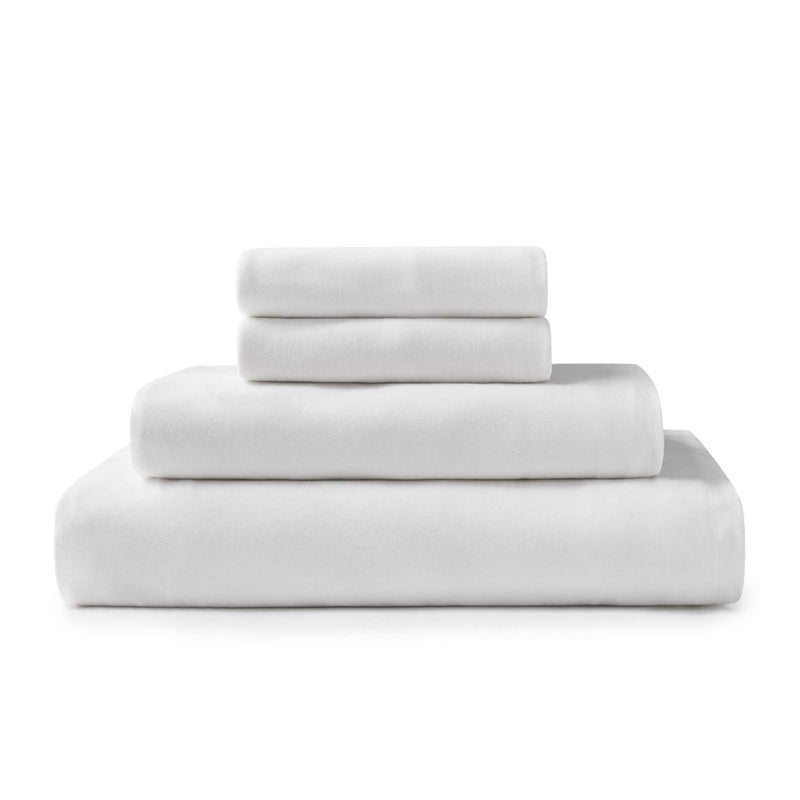 Brielle Home Brielle Home Jersey Knit Cotton Sheet Set - Breathable  Soft  T-Shirt Fabric - White  Full  - Image 2