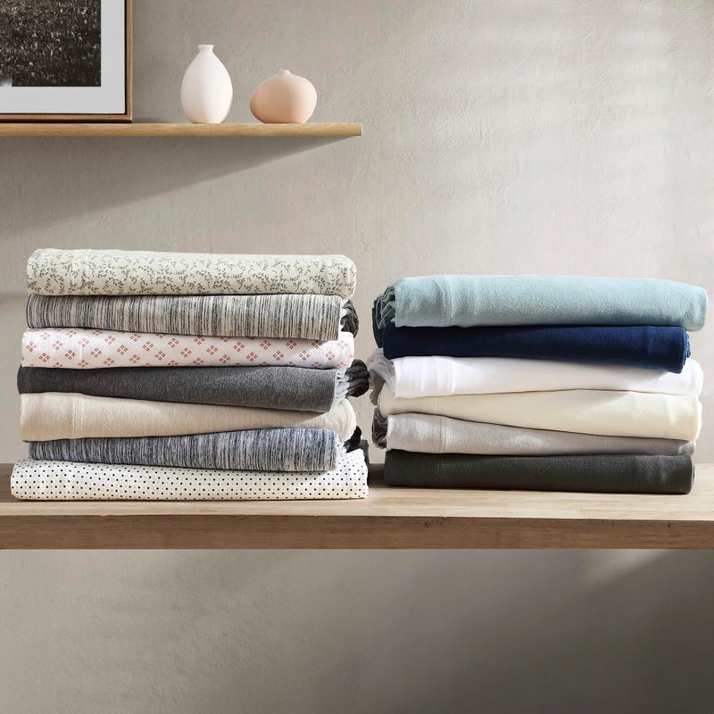 Brielle Home Brielle Home Jersey Knit Cotton Sheet Set - Breathable  Soft  T-Shirt Fabric - White  Full  - Image 4