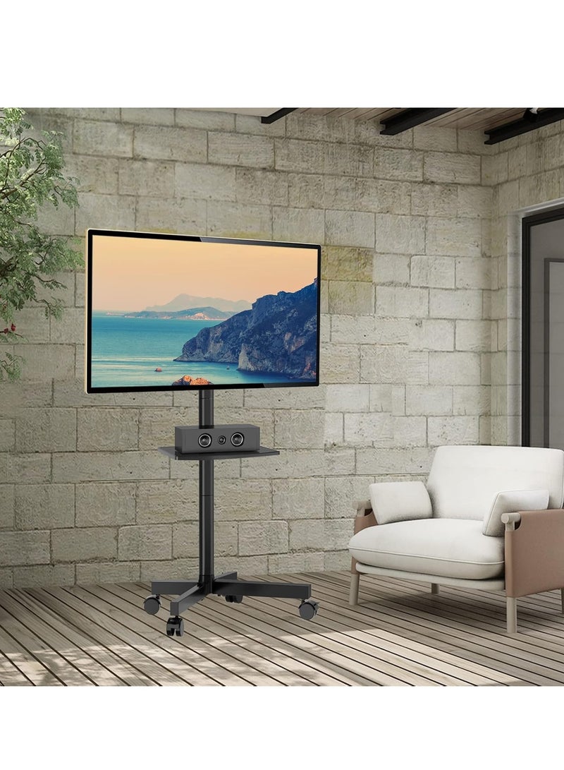 HYX "HYX Adjustable Mobile TV Cart on Wheels – Rolling Stand for 32-70 Inch TVs, Holds Up to 100 lbs" - Image 2