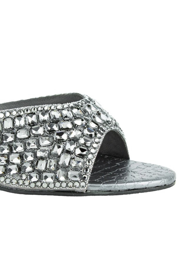 Dollar's Fashion Haya Women Party Heels, Elegant Beaded Slip On Dress Heels for Women, Stylish Evening Sandals for Events and Special Occasions (Grey) - Image 3