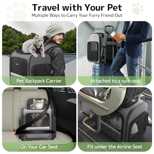 Pawtners Cat Backpack with Detachable Play Tunnel, 2 in 1 Cat Tunnel Backpack Suitable for Carrying & Playing, Expandable Dog Backpack for Small Medium Kitten Puppy, Suitable for Travel Hiking Camping - Image 5