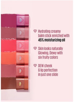 KAJA Kaja Dewy Bar - Creamy Multi-Stick Blusher & Lip Balm, Korean Cream Blush Stick for Cheeks and Lips, 45% Moisturizing Oil, Apple Extract, Vitamin-Hyaluronic Acid Infused, 04 Fig Smoothie Sorbet,10g  - Image 2
