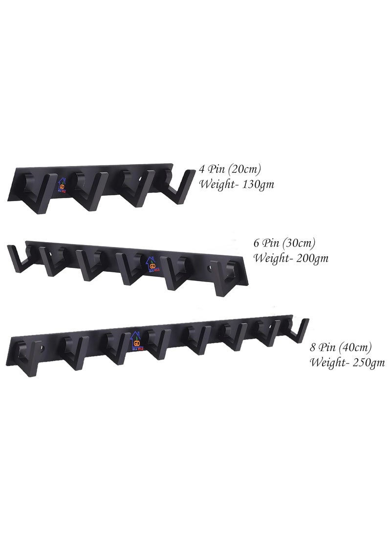 GHAR DWAR GHAR DWAR L Type Stainless Steel 6 Pin Cloth Hanger Wall Hooks Rail for Hanging Clothes Bathroom Wall Door for Hanging KeysTowel Black Pack of 1 6 Pin  - Image 4